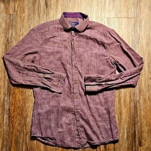 Mens Bar III Carnaby Collection Burgundy Plaid Button Down Shirt Medium